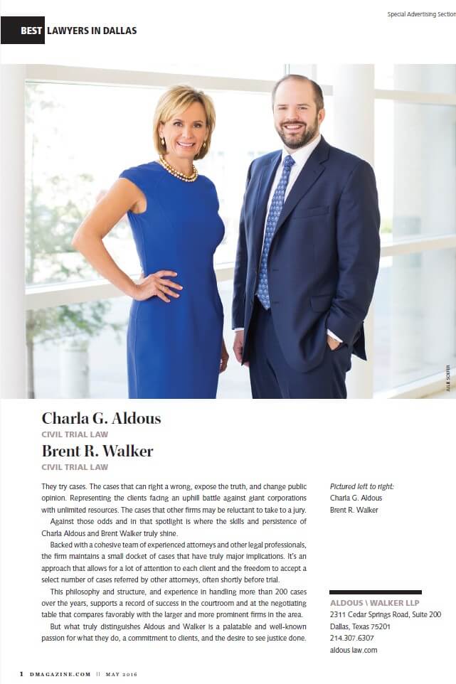 Charla Aldous Brent Walker Best Lawyers in Dallas